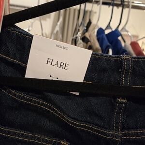 Flare Women's High Rise Wide Leg Jeans - Dark Blue